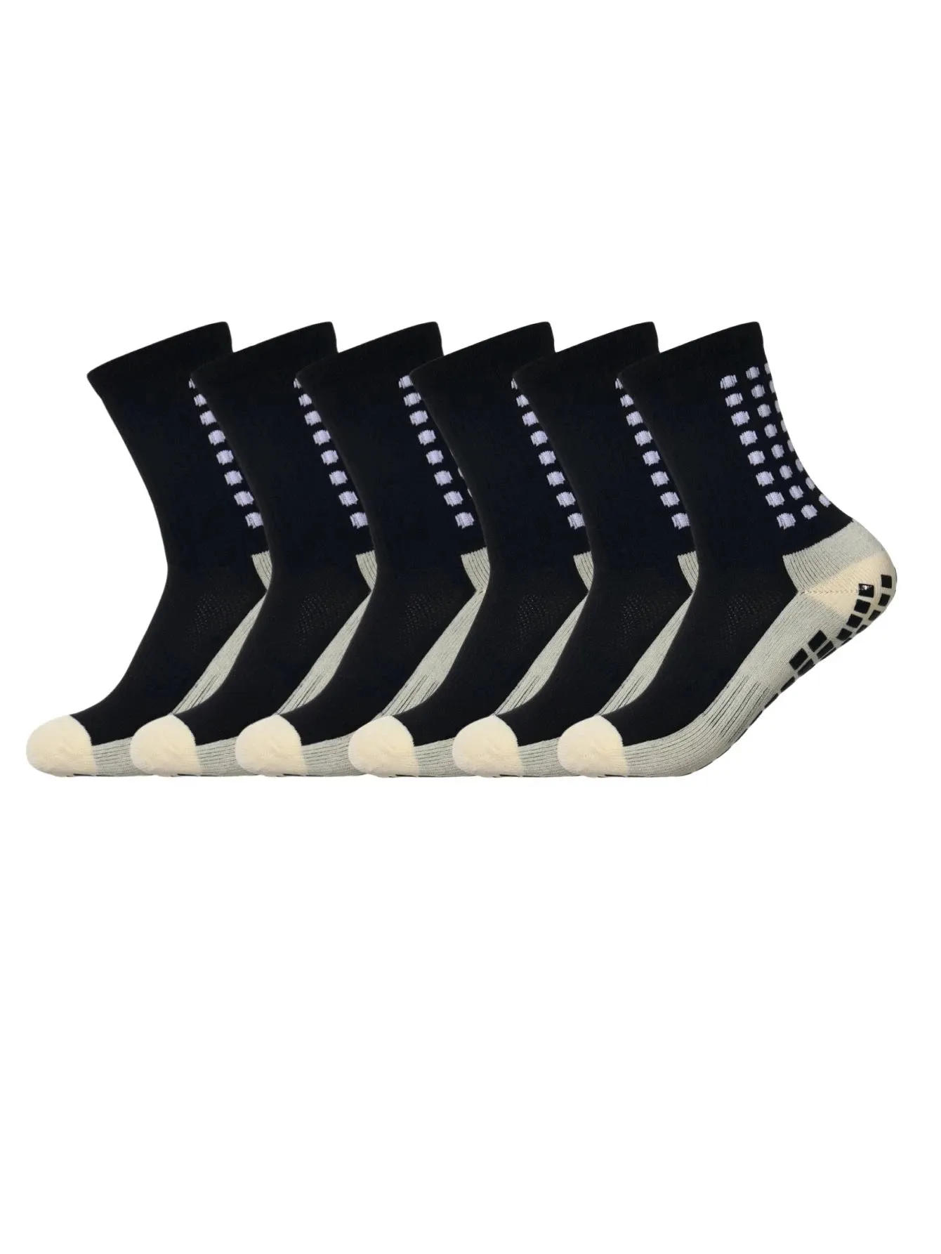 6 pairs of anti-skid classic sports socks with adhesive points, football socks