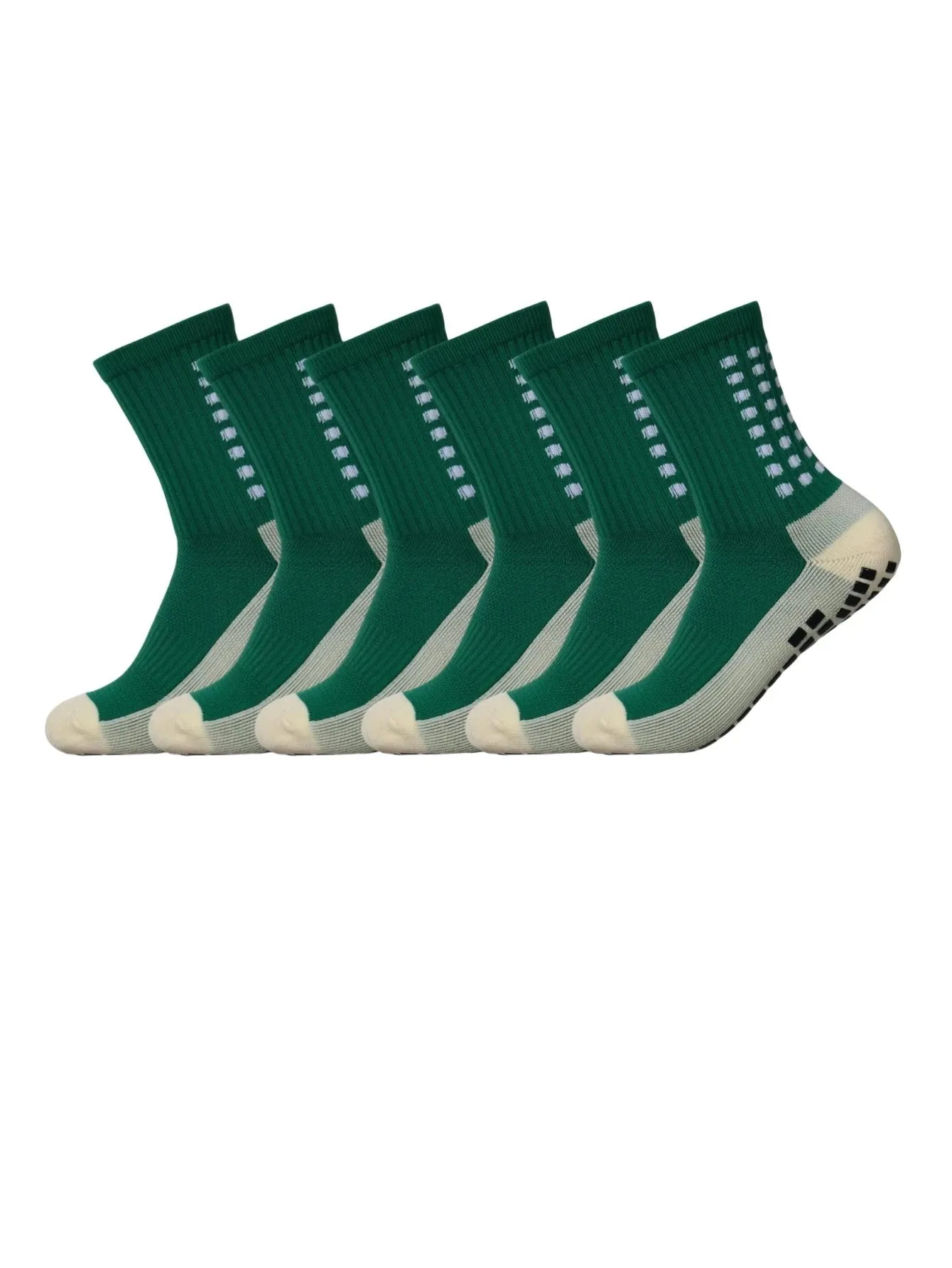 6 pairs of anti-skid classic sports socks with adhesive points, football socks