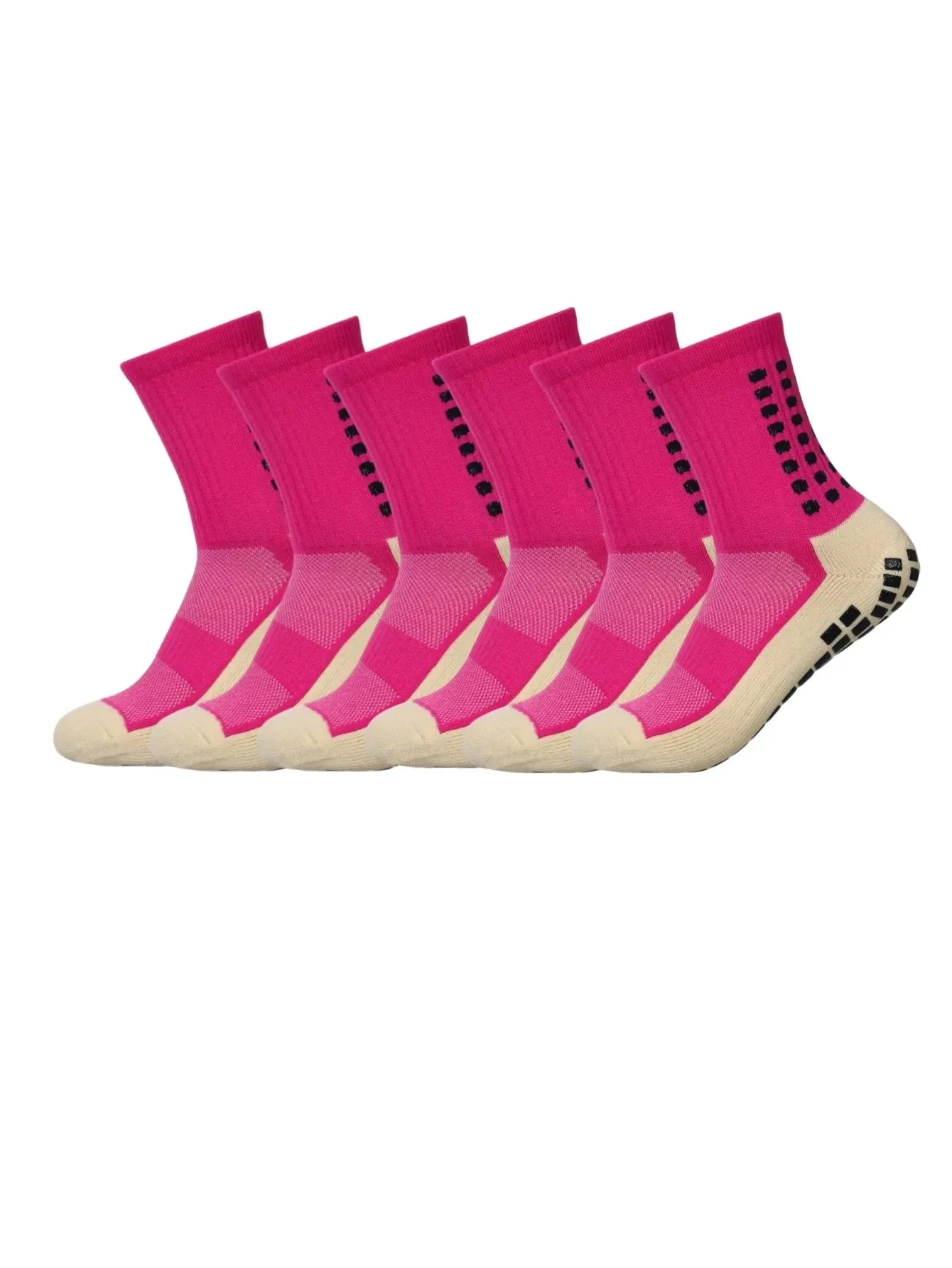 6 pairs of anti-skid classic sports socks with adhesive points, football socks
