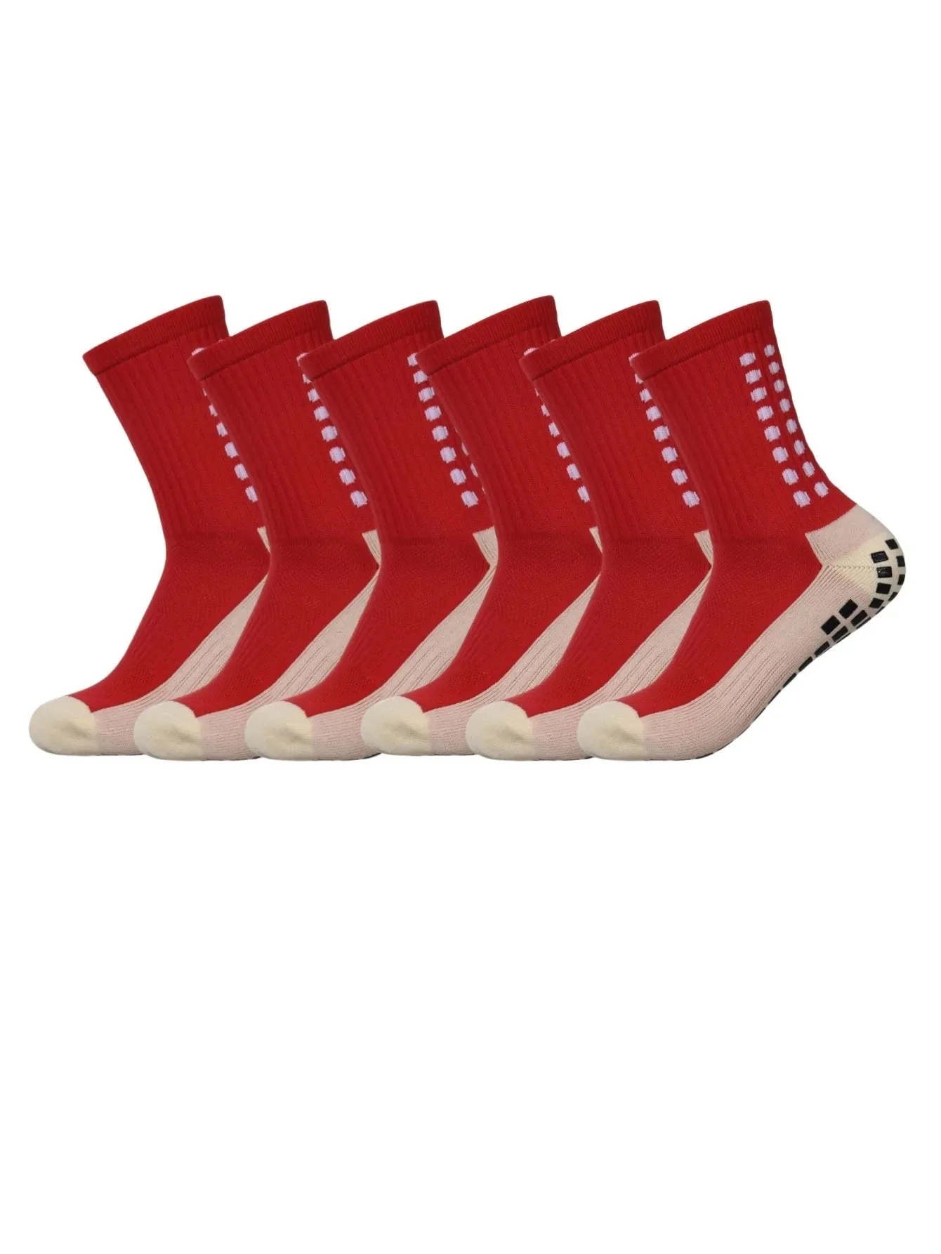 6 pairs of anti-skid classic sports socks with adhesive points, football socks