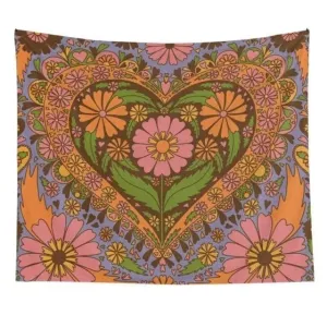 80S Retro Flower Wall Hanging Tapestry Wall Decor