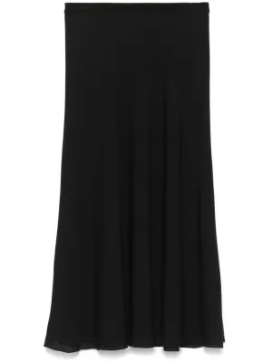 A-Line Black Silk Skirt With Elasticated Waist