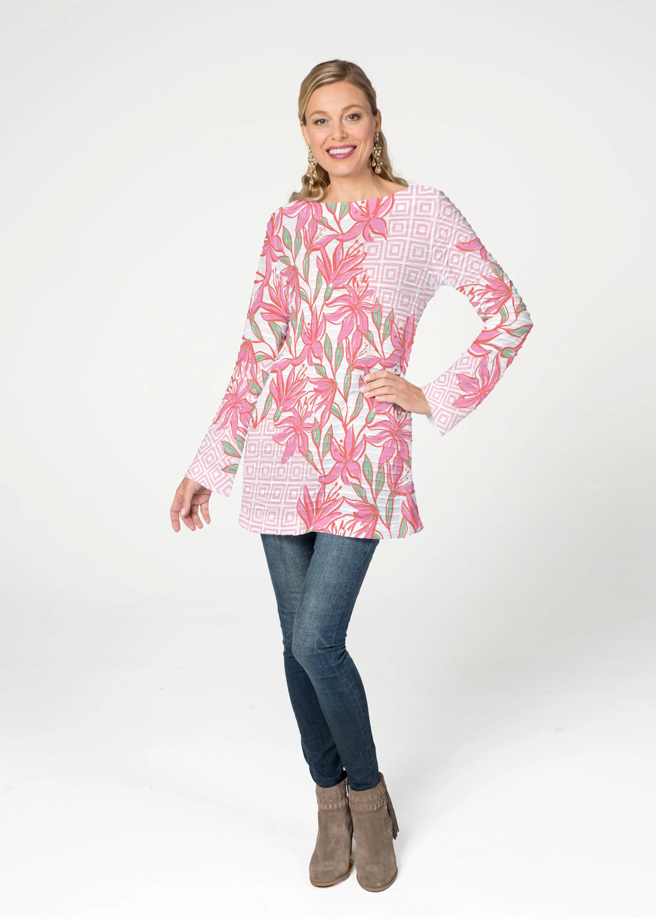 A lot of Lillies (8088) ~ Banded Boatneck Tunic