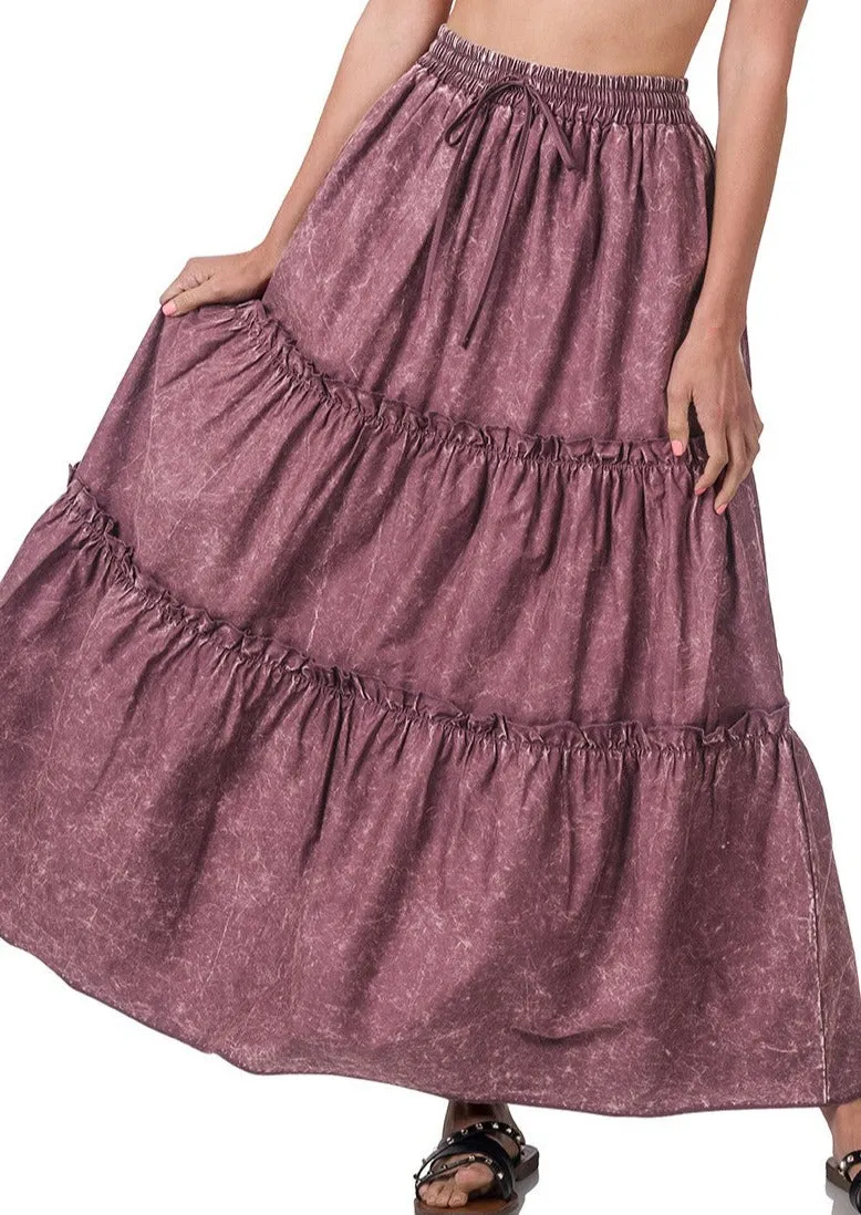 Acid Wash Maxi Skirt