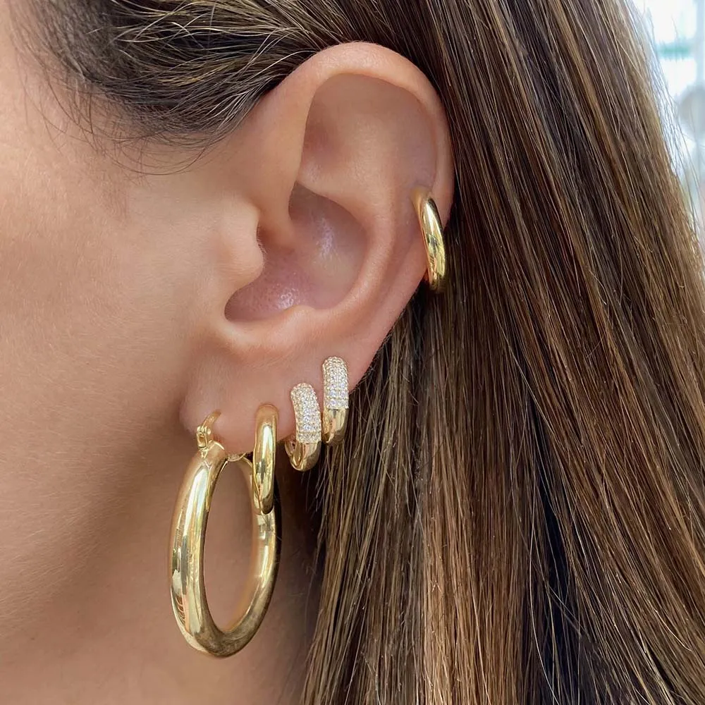 Adina Eden Chunky Hollow Hoop Earring