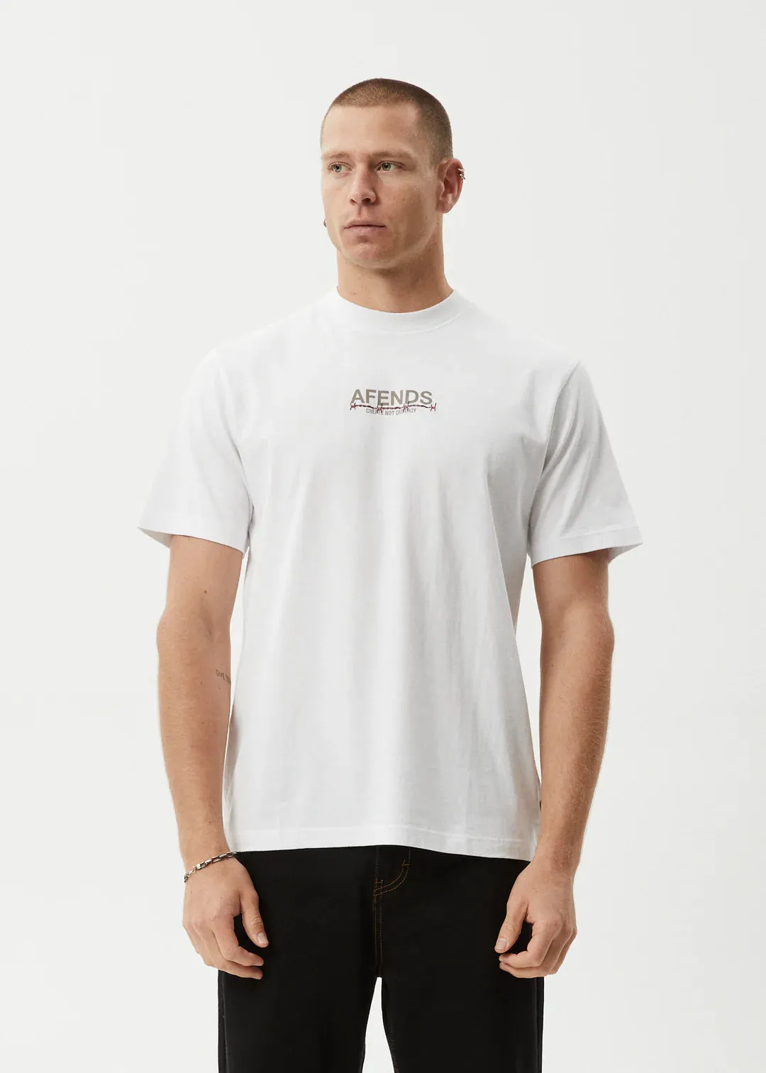 Afends Wired Recycled Retro Fit Tee - White