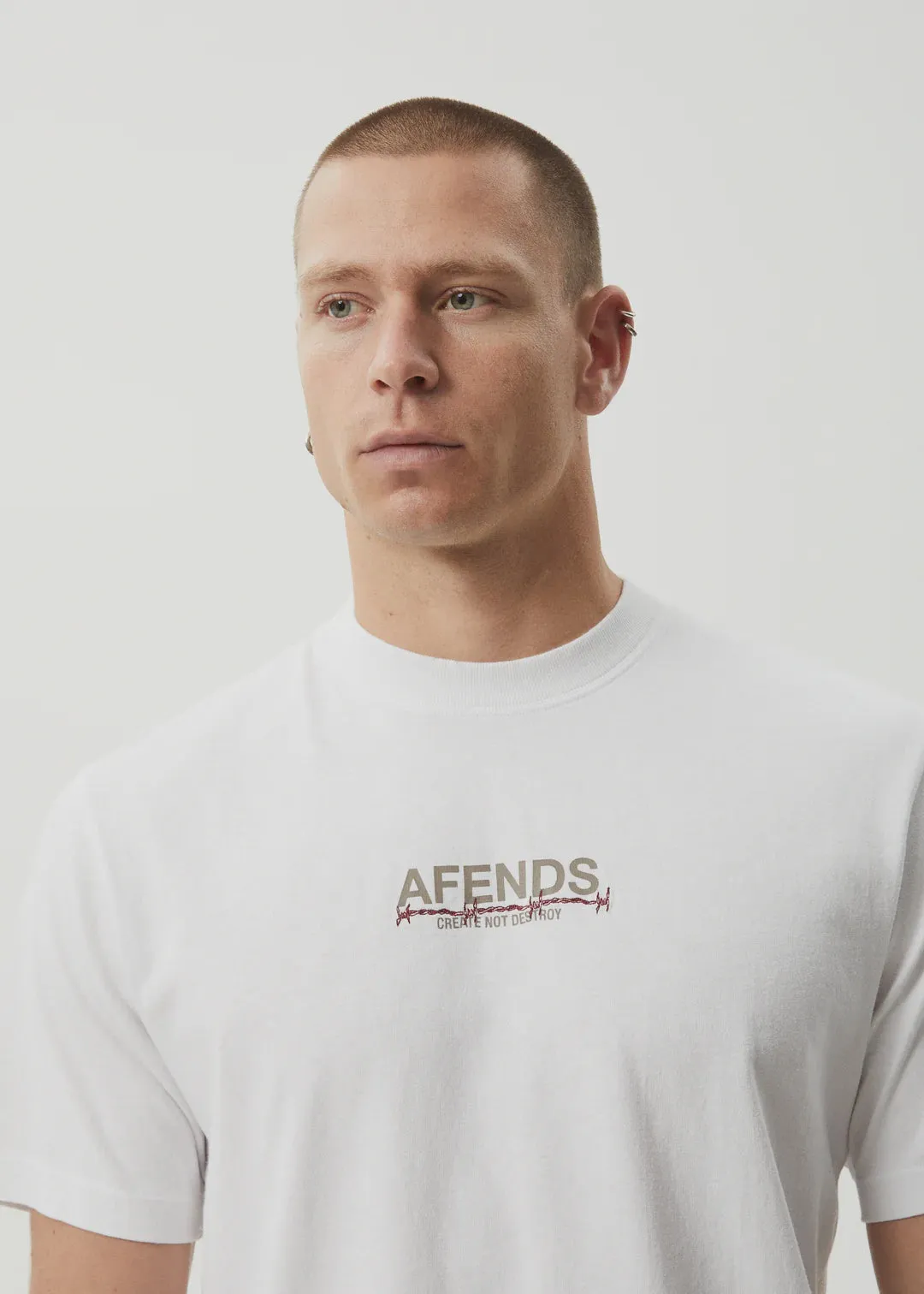 Afends Wired Recycled Retro Fit Tee - White