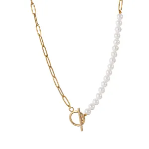 Amanda - Graceful Pearl Accents Woman's Jewelry Set