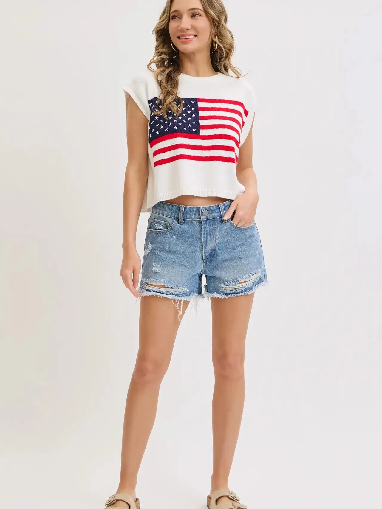 American Flag Knit Top