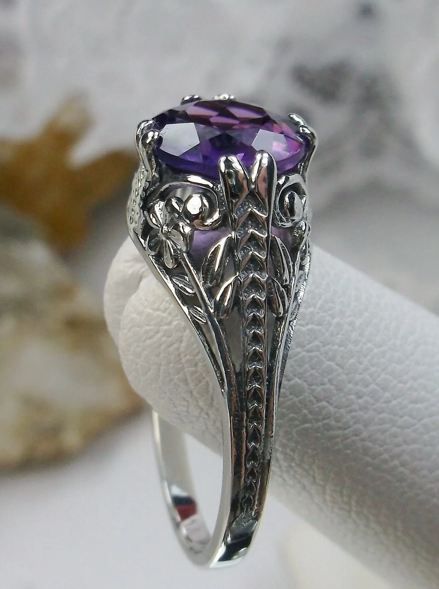 Amethyst Ring, Natural or Simulated Gemstone, Deco 2Fleur, Victorian Revival Jewelry #D159