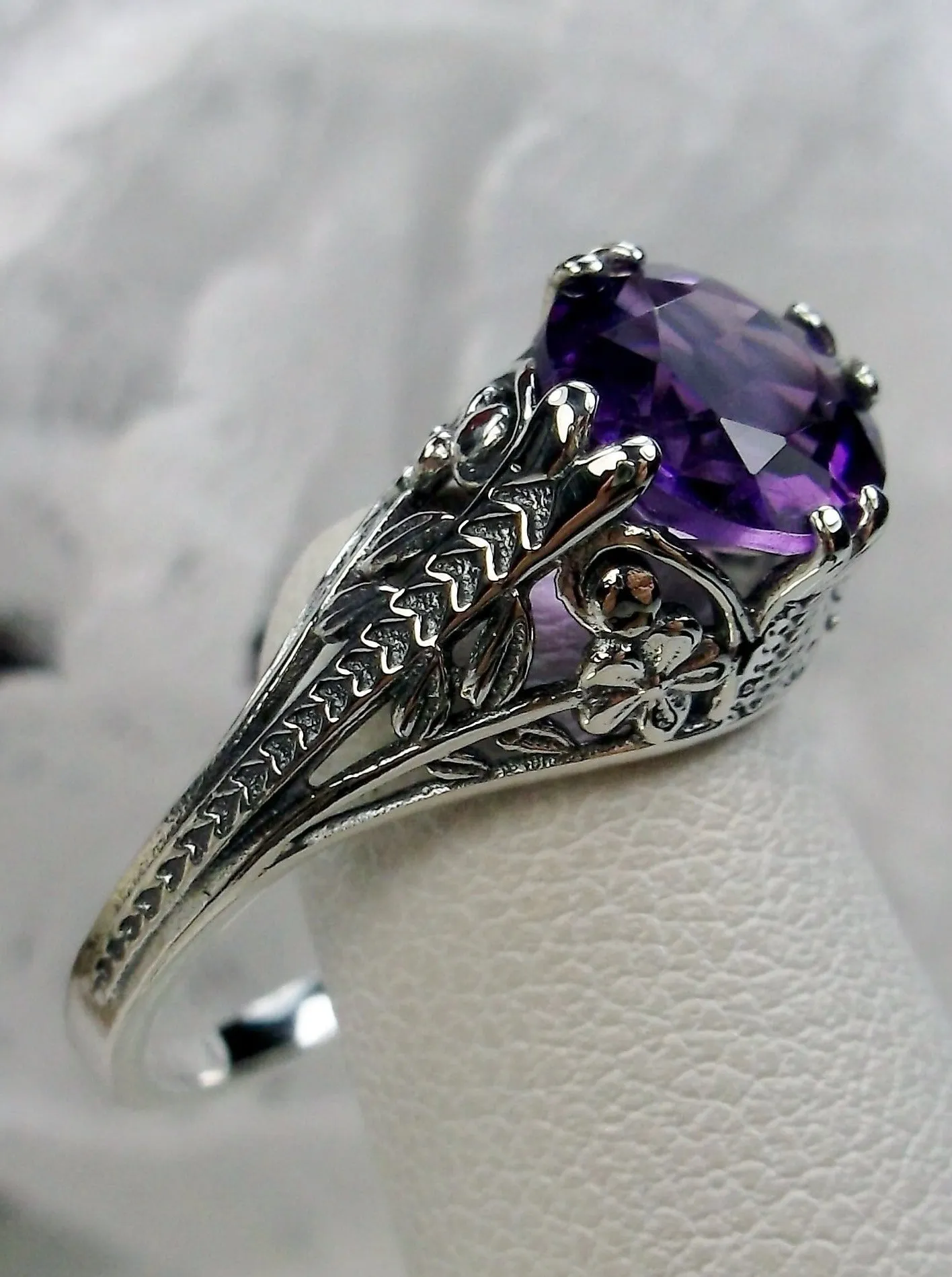Amethyst Ring, Natural or Simulated Gemstone, Deco 2Fleur, Victorian Revival Jewelry #D159