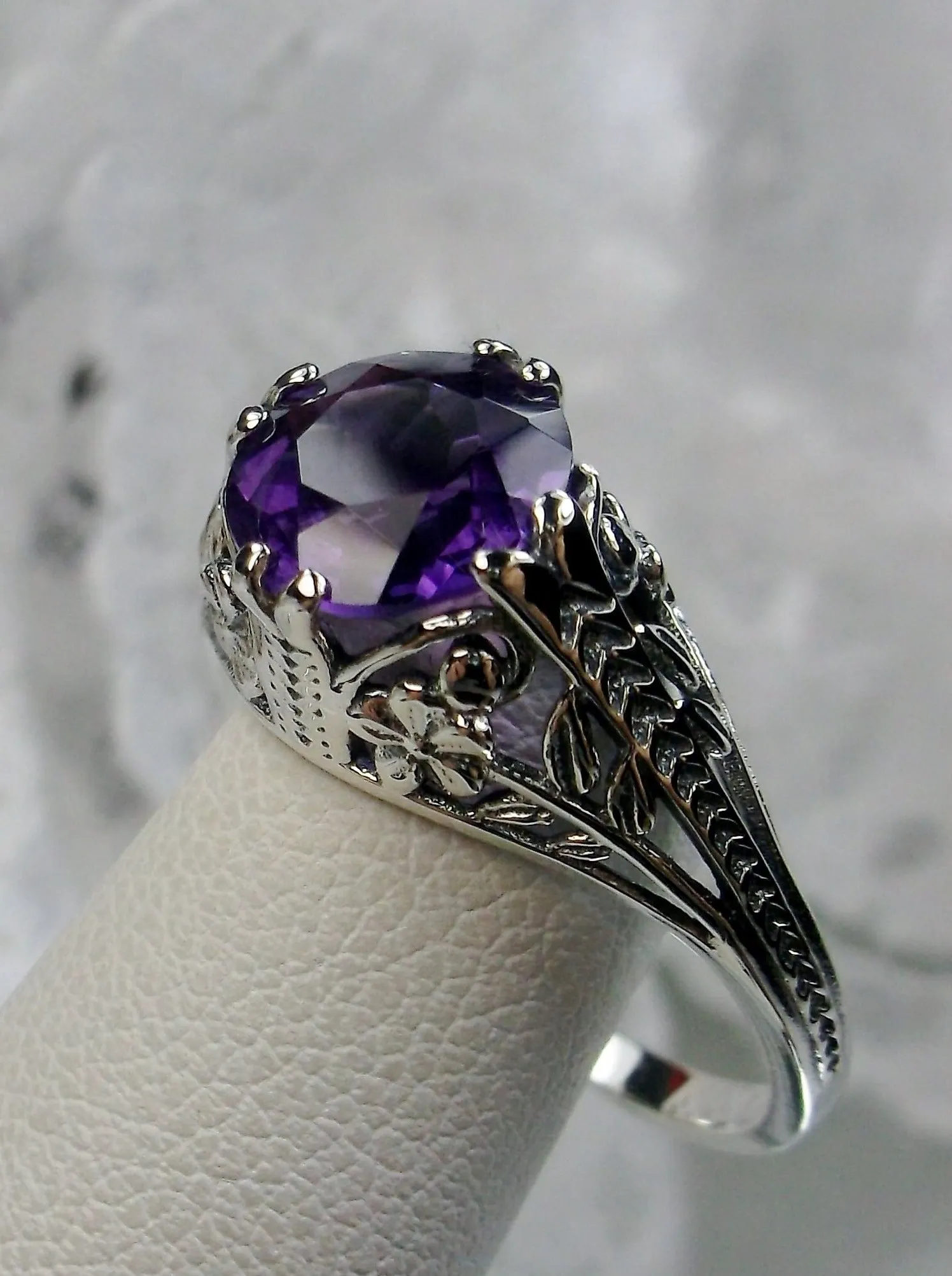Amethyst Ring, Natural or Simulated Gemstone, Deco 2Fleur, Victorian Revival Jewelry #D159