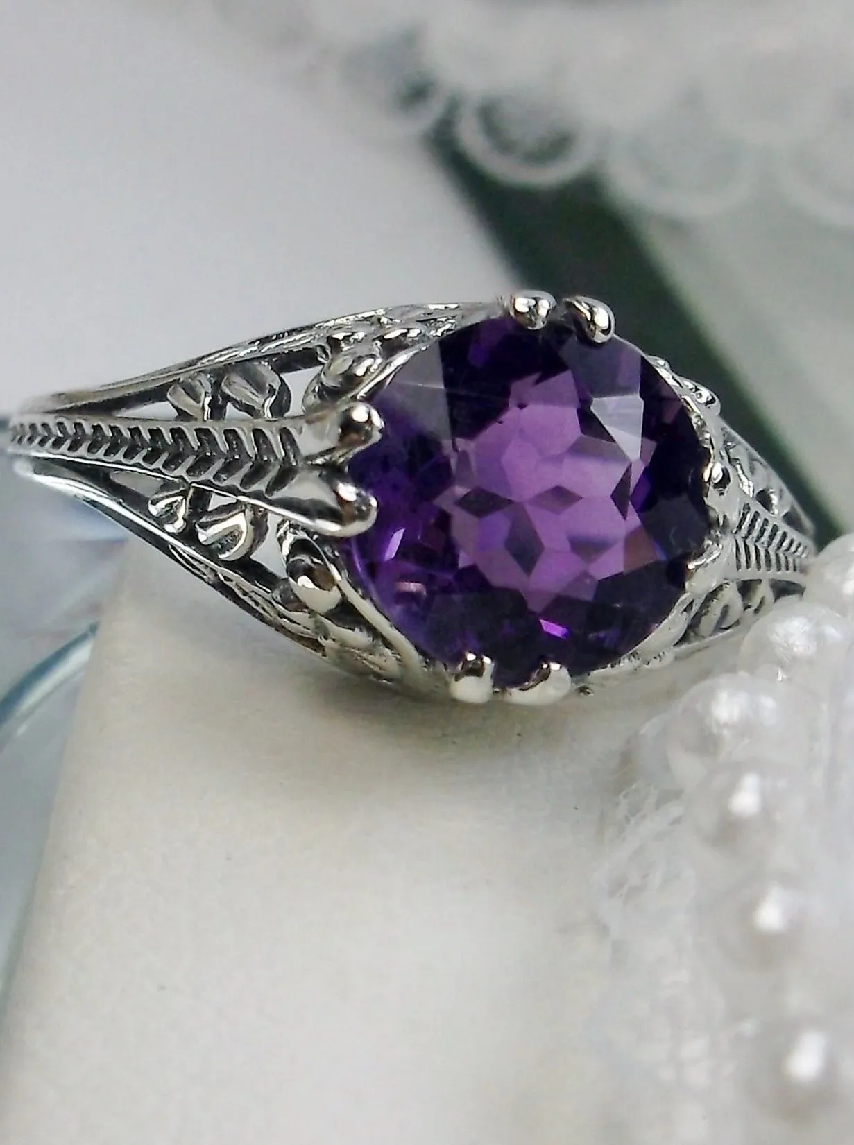 Amethyst Ring, Natural or Simulated Gemstone, Deco 2Fleur, Victorian Revival Jewelry #D159