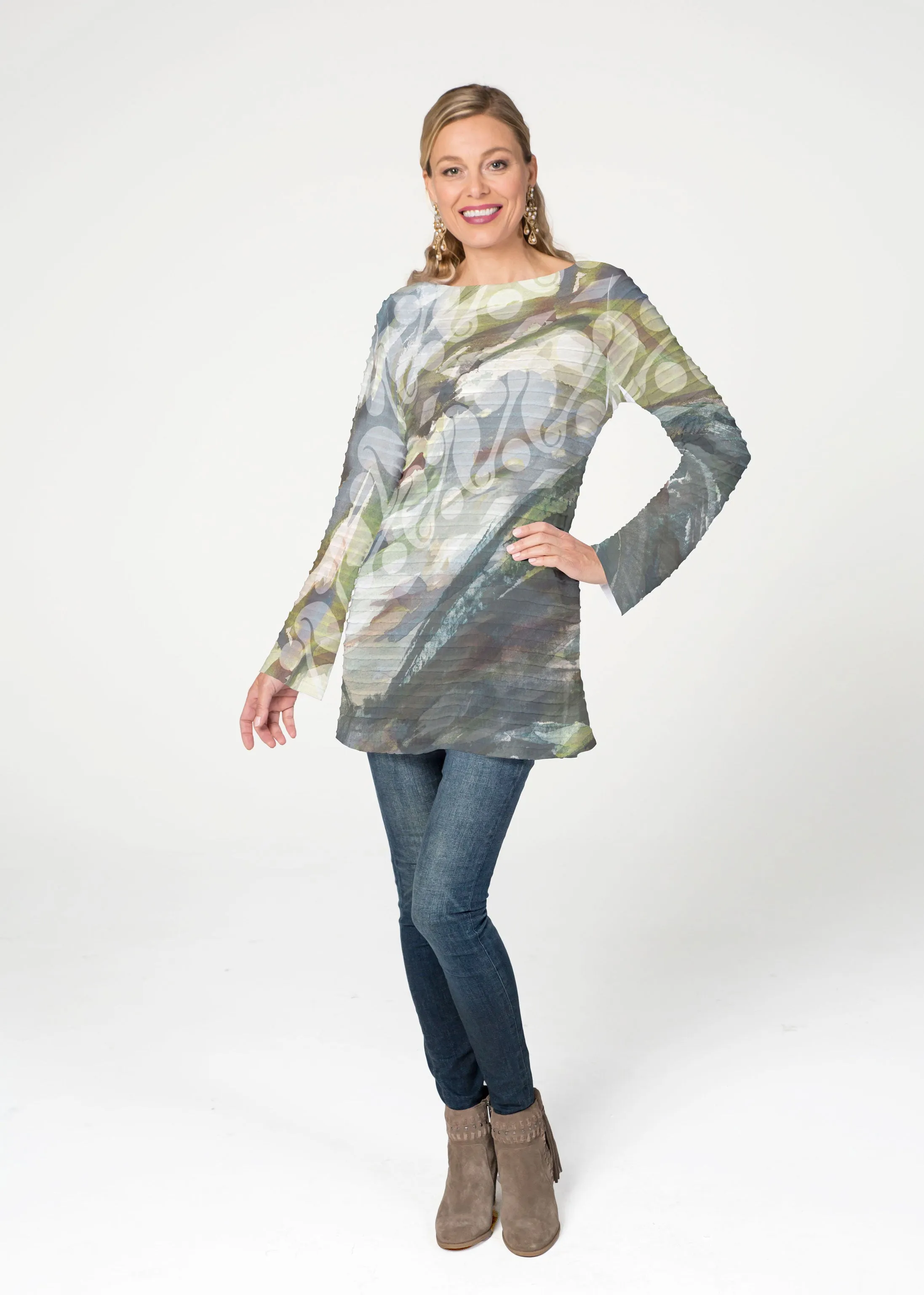 Annaleise (15055) ~ Banded Boatneck Tunic