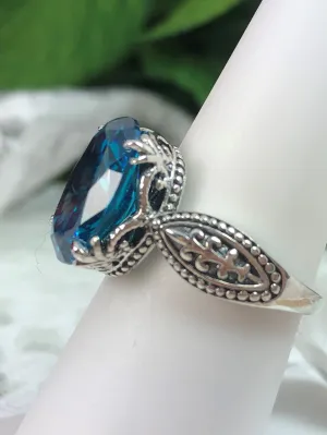 Aquamarine CZ Ring, Dragon Gothic Jewelry #D133