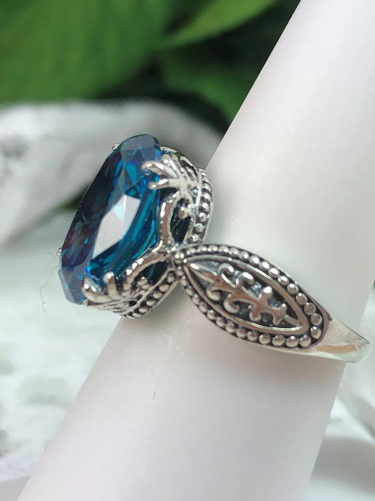 Aquamarine CZ Ring, Dragon Gothic Jewelry #D133