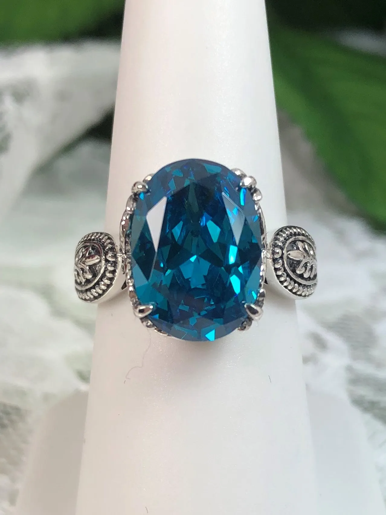 Aquamarine CZ Ring, Dragon Gothic Jewelry #D133