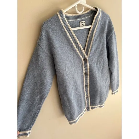Aritzia Sunday Best Lamora Wool Blend Cardigan in Blue Size XS
