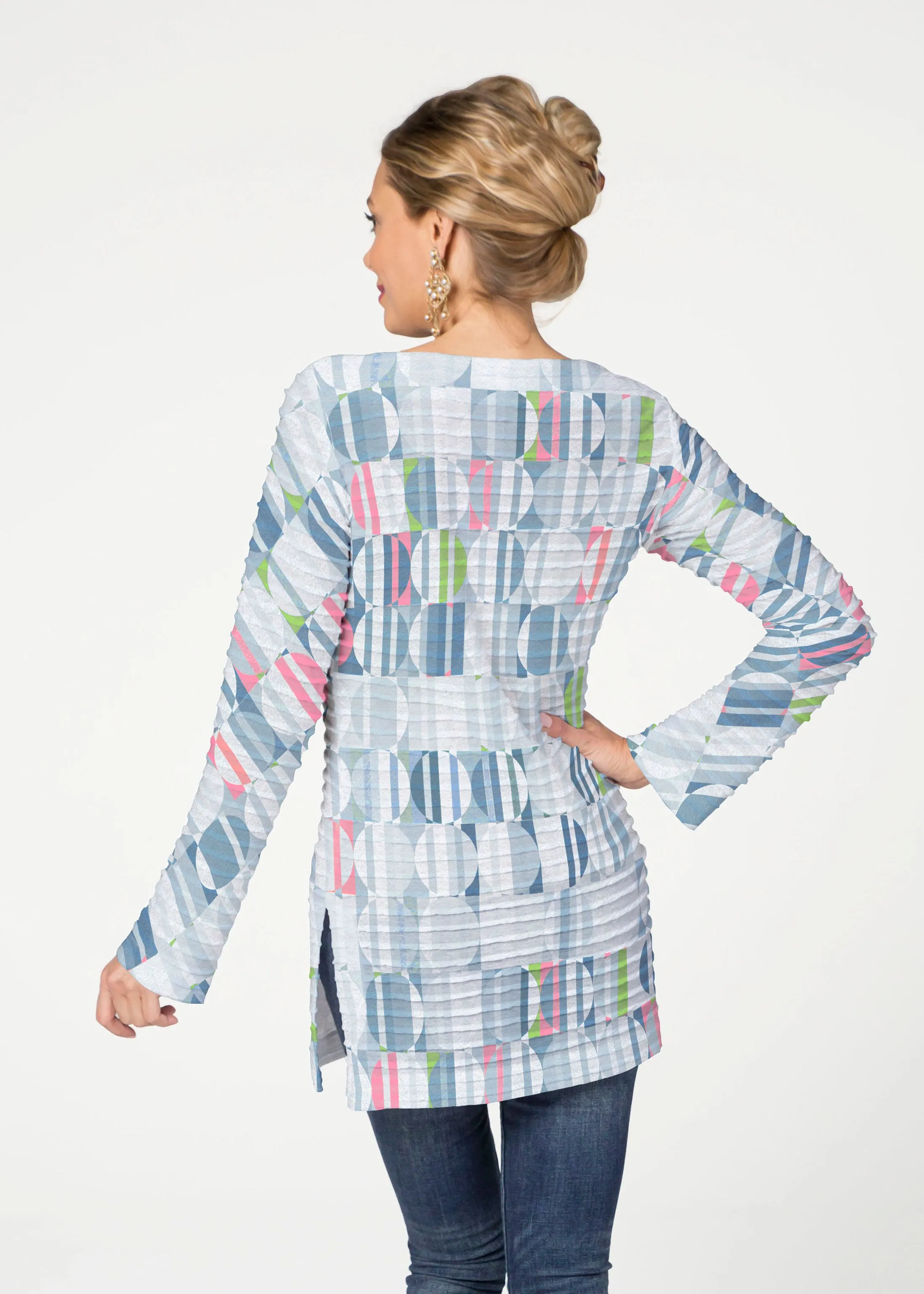Around We Go (8012) ~ Banded Boatneck Tunic
