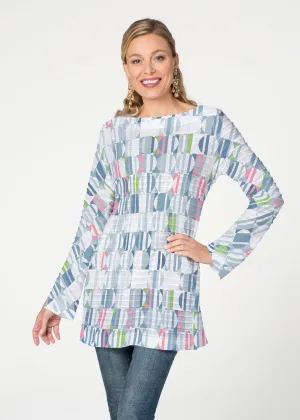 Around We Go (8012) ~ Banded Boatneck Tunic