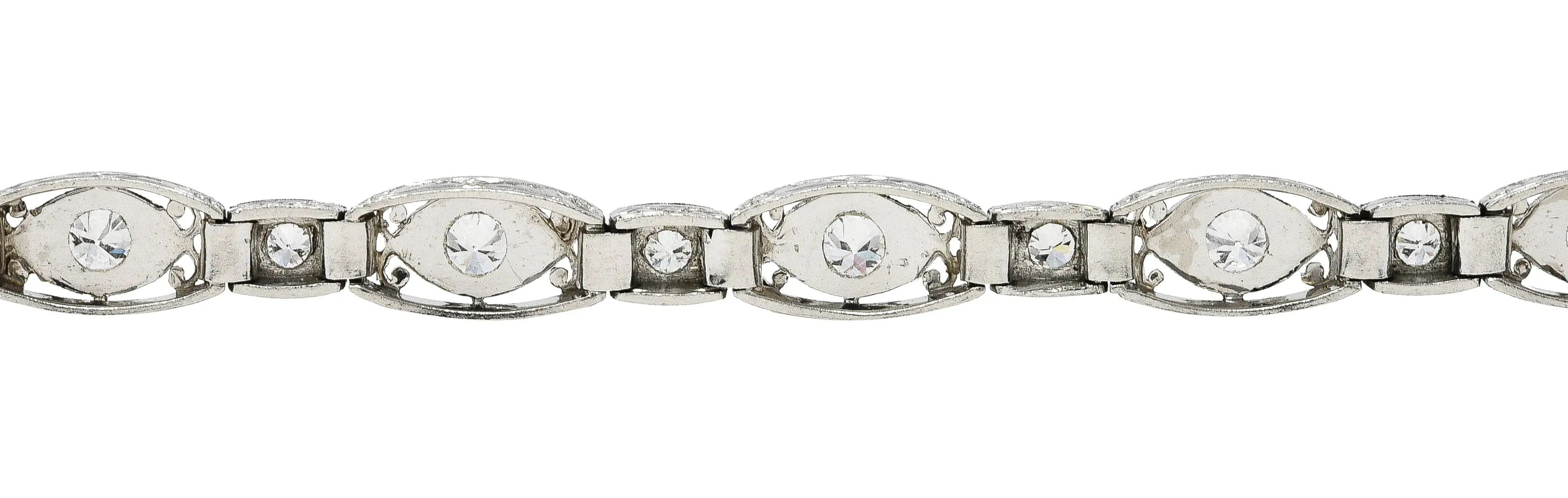 Art Deco 2.25 CTW Diamond Platinum Cushion Link Bracelet