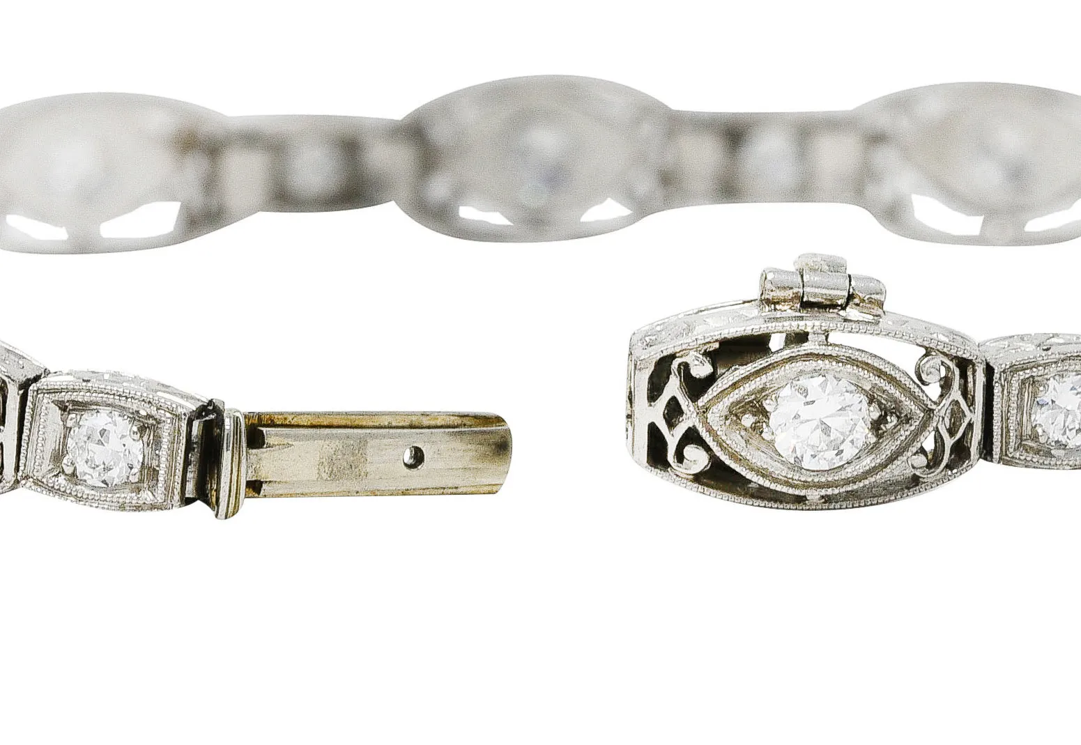 Art Deco 2.25 CTW Diamond Platinum Cushion Link Bracelet