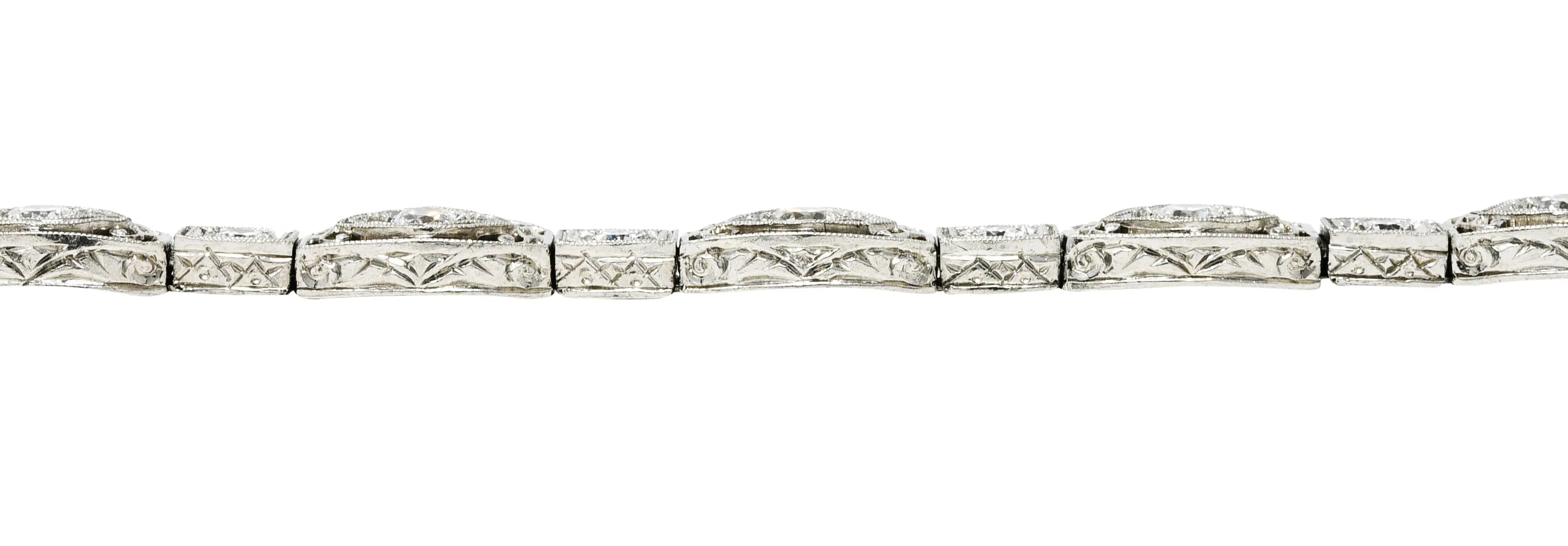 Art Deco 2.25 CTW Diamond Platinum Cushion Link Bracelet
