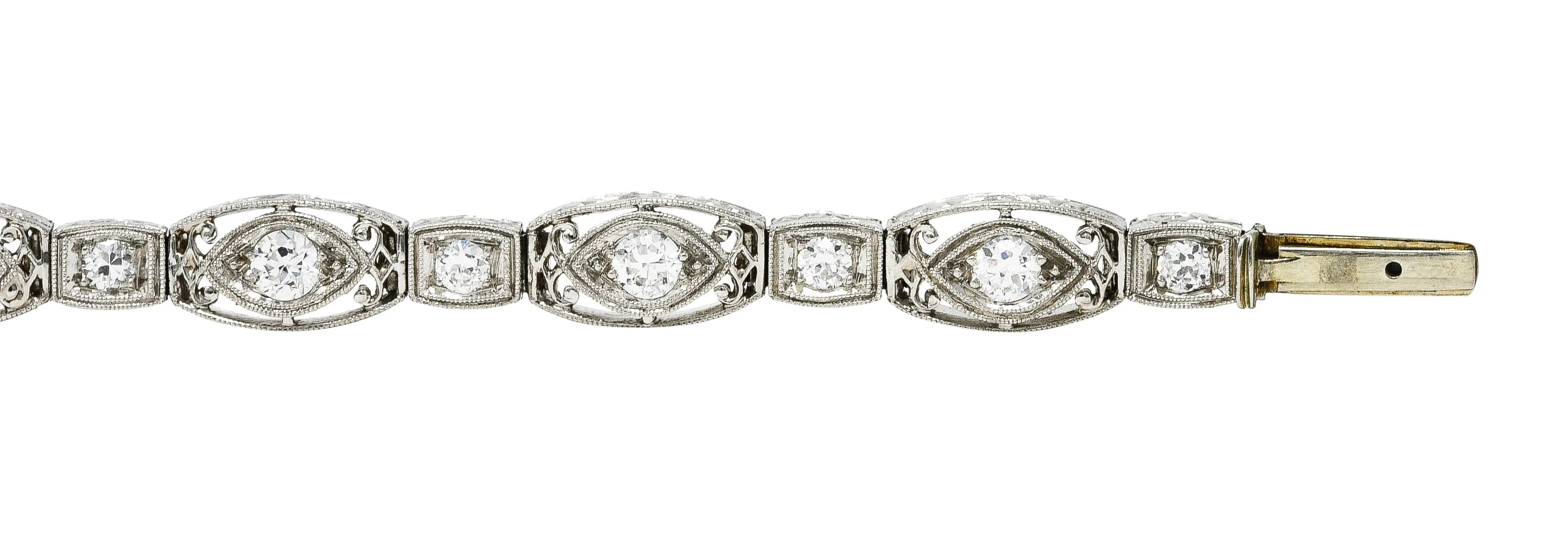 Art Deco 2.25 CTW Diamond Platinum Cushion Link Bracelet