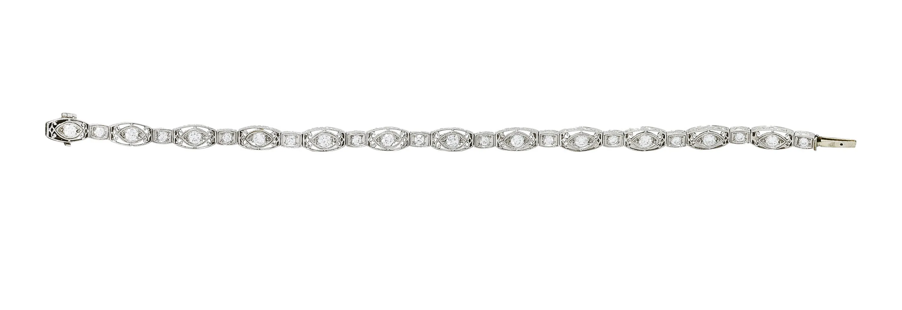 Art Deco 2.25 CTW Diamond Platinum Cushion Link Bracelet