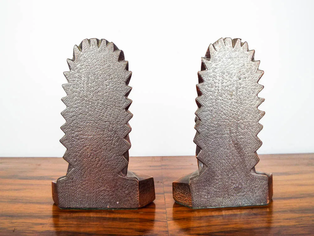 Art Deco Style Indian Chief Geometric Bookends