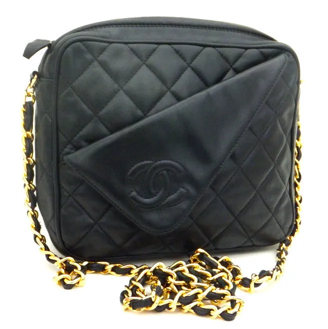 Authentic Chanel Vintage Black Quilted Mini Camera Style Handbag