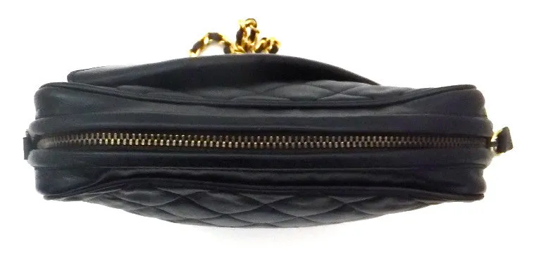 Authentic Chanel Vintage Black Quilted Mini Camera Style Handbag