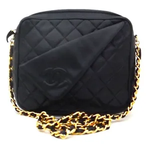Authentic Chanel Vintage Black Quilted Mini Camera Style Handbag