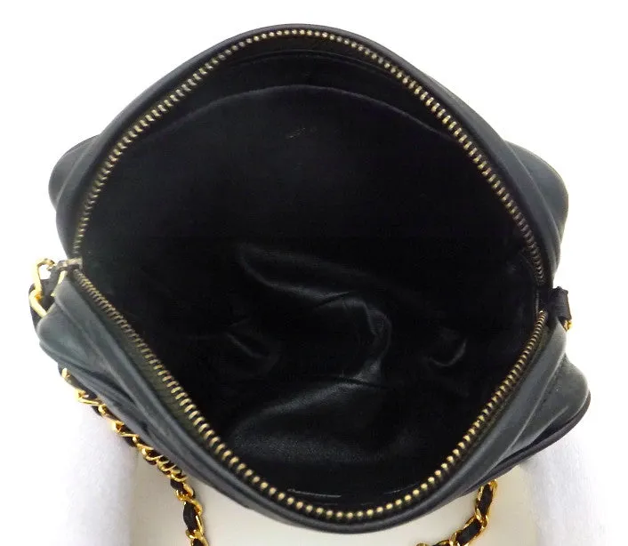 Authentic Chanel Vintage Black Quilted Mini Camera Style Handbag
