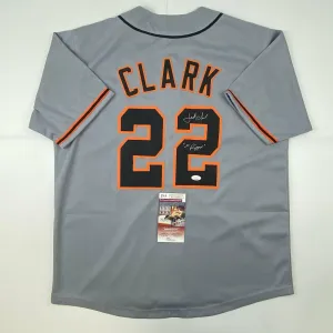 Autographed/Signed Jack Clark The Ripper San Francisco Grey Jersey JSA COA Auto
