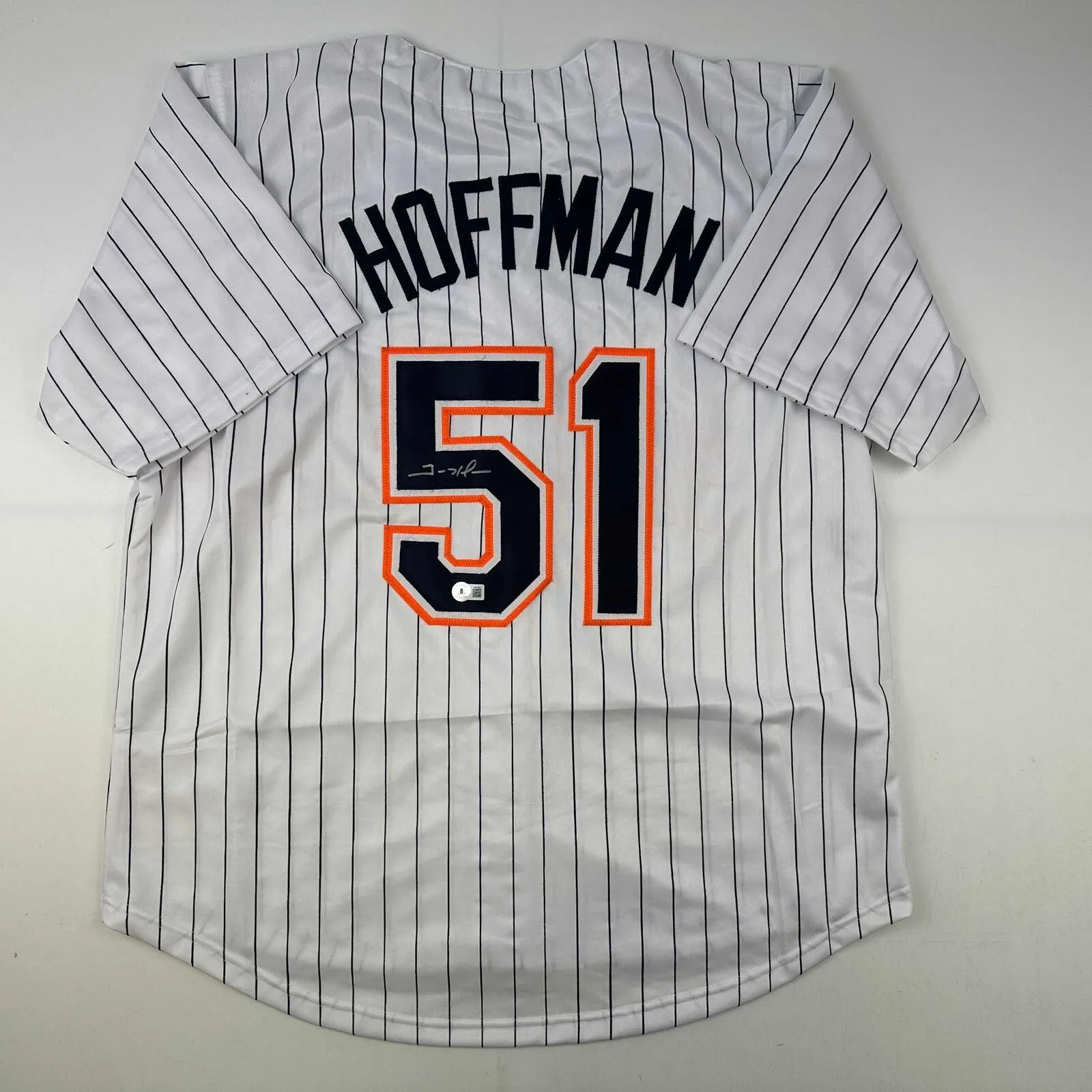 Autographed/Signed Trevor Hoffman San Diego Pinstripe Jersey Beckett BAS COA