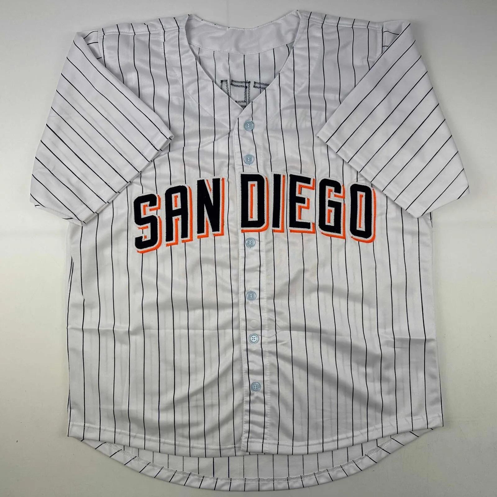 Autographed/Signed Trevor Hoffman San Diego Pinstripe Jersey Beckett BAS COA