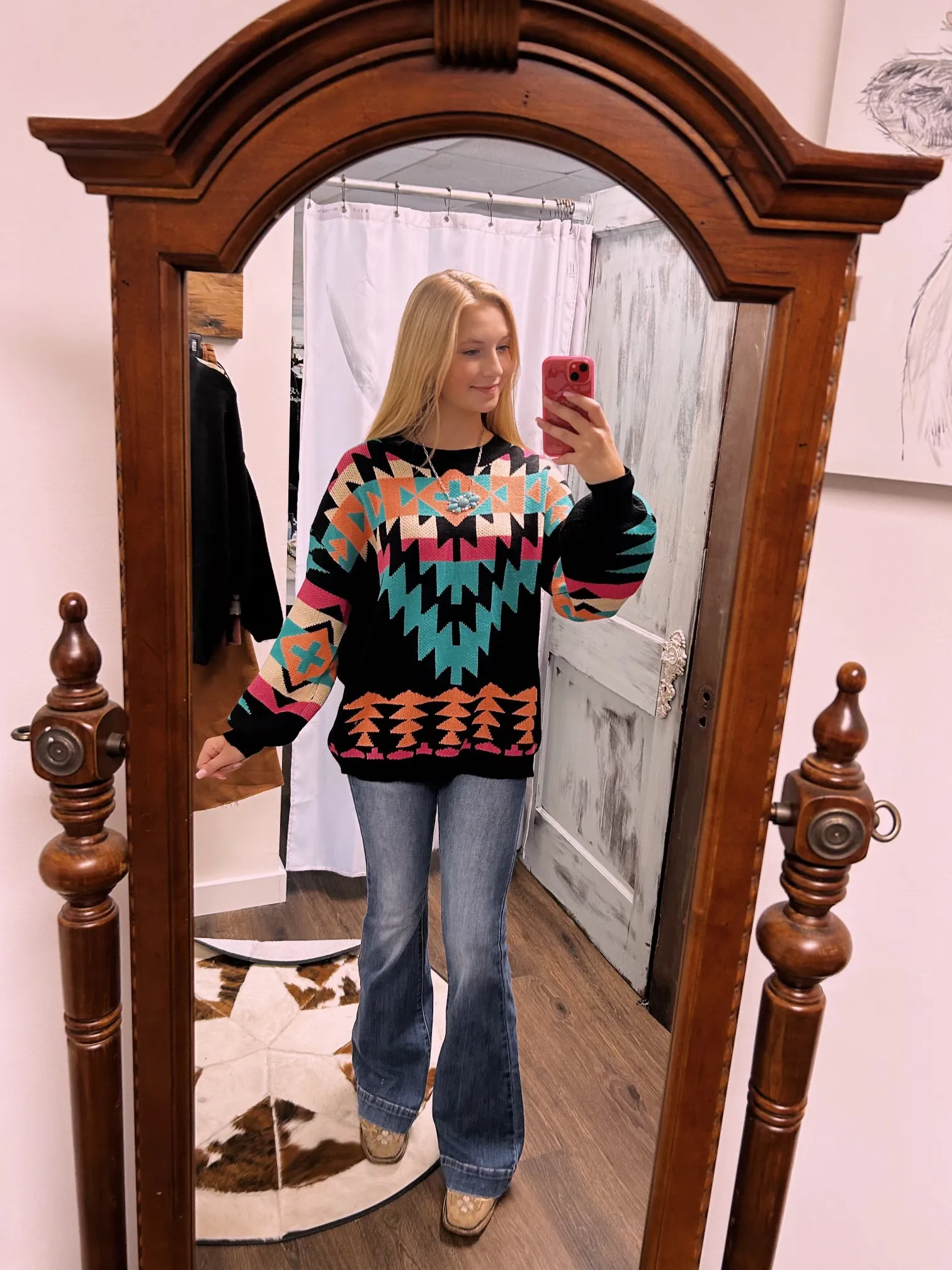 Aztec Pop of color sweater
