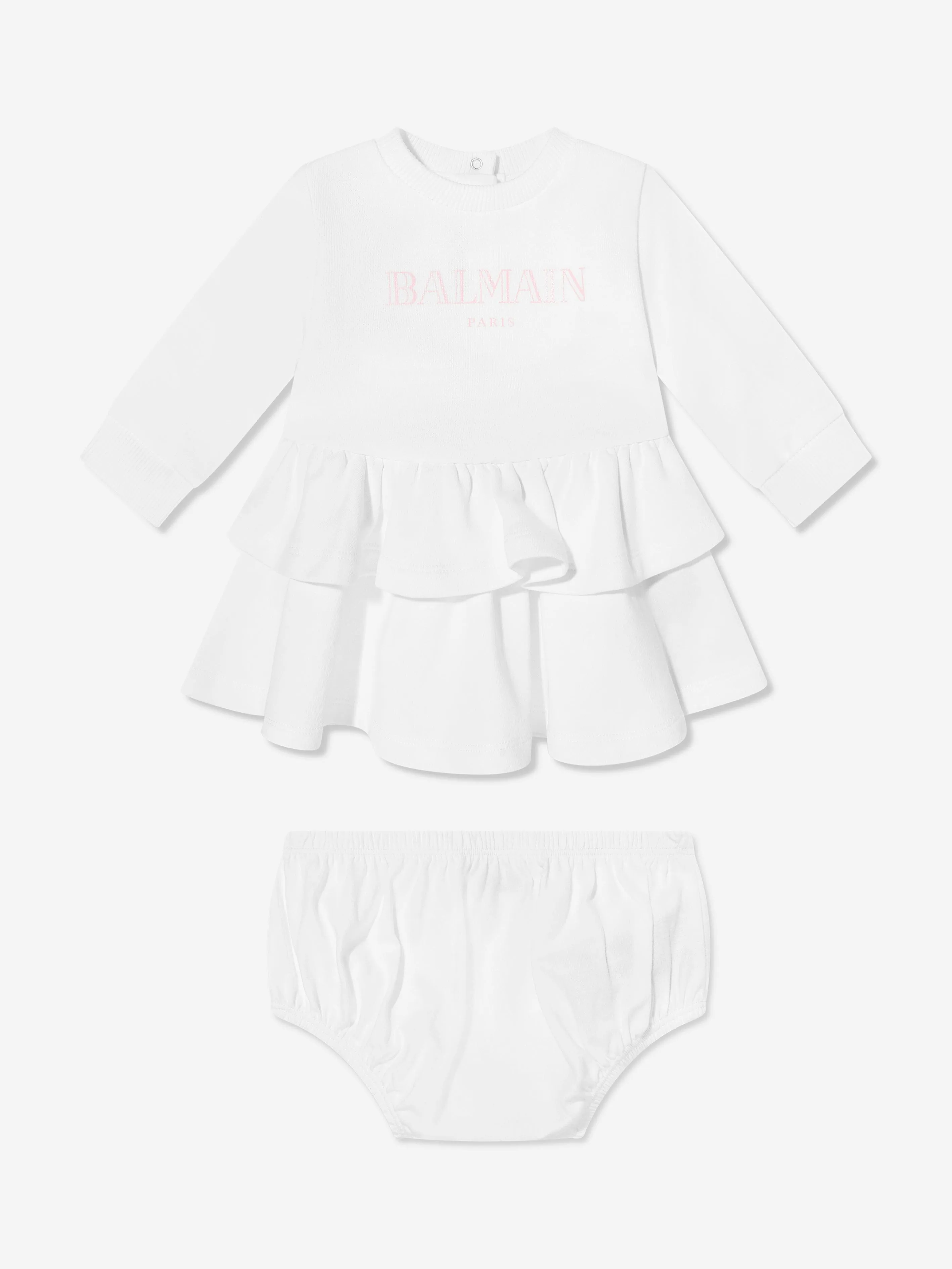 Baby Girls Logo Jersey Dress in White