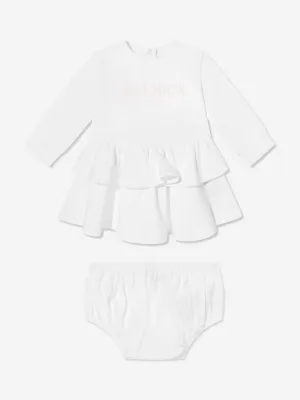 Baby Girls Logo Jersey Dress in White