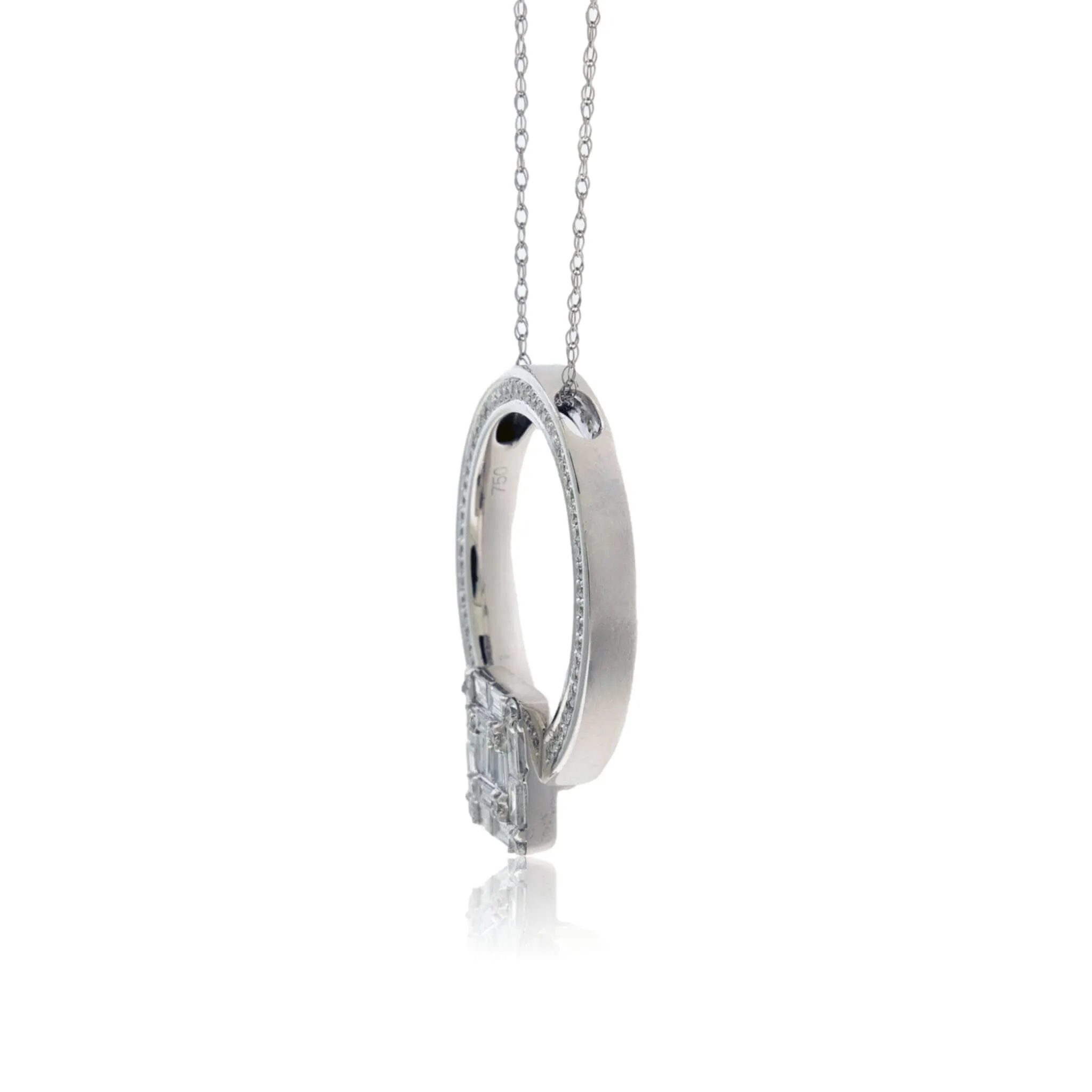 Baguette & Round Diamond Cluster Style Ring - Pendant