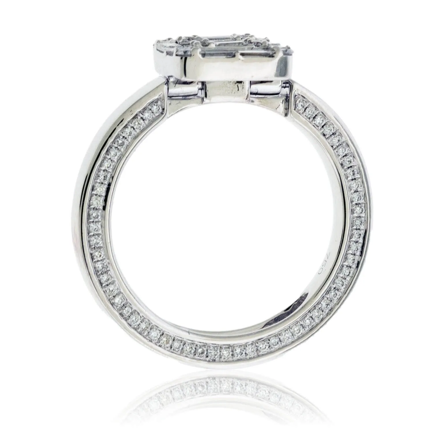 Baguette & Round Diamond Cluster Style Ring - Pendant