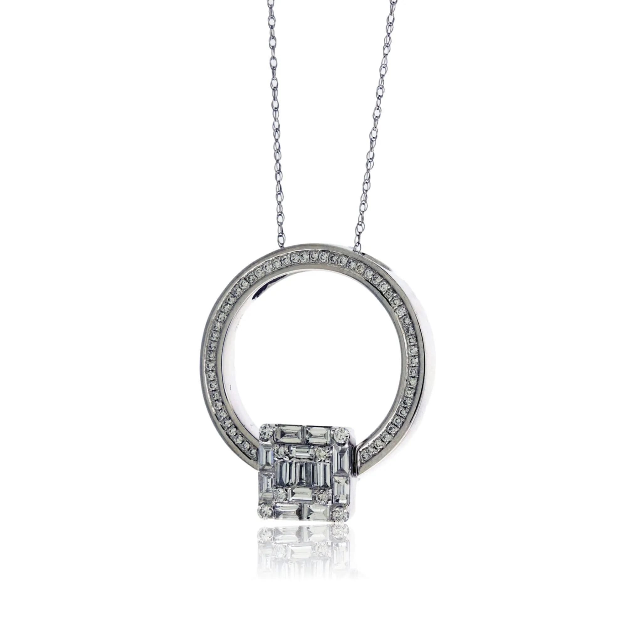 Baguette & Round Diamond Cluster Style Ring - Pendant