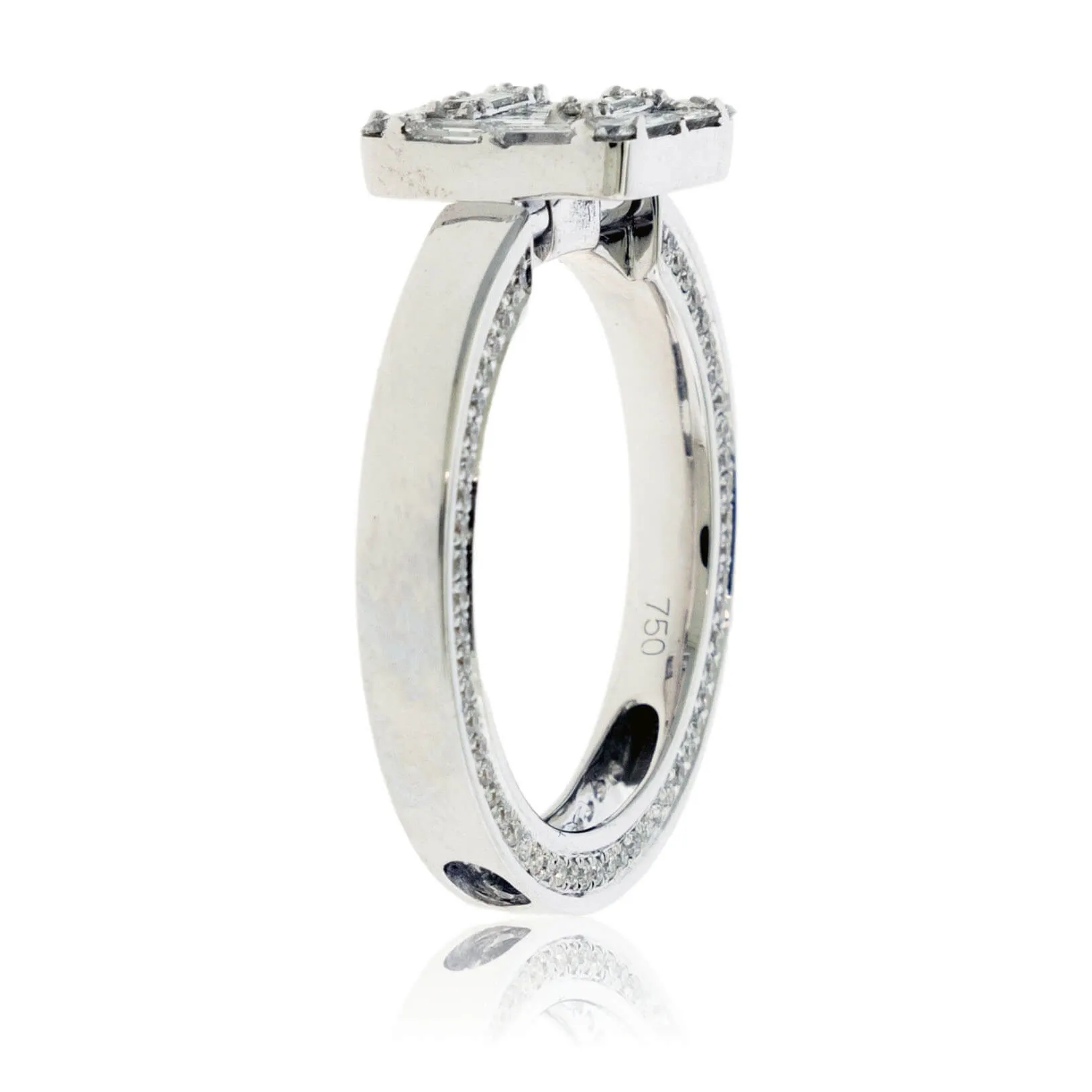 Baguette & Round Diamond Cluster Style Ring - Pendant