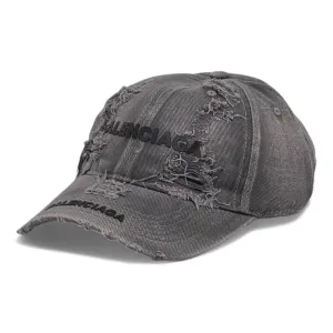 Balenciaga Distressed Logo Denim Cap - Urban Luxury Edition
