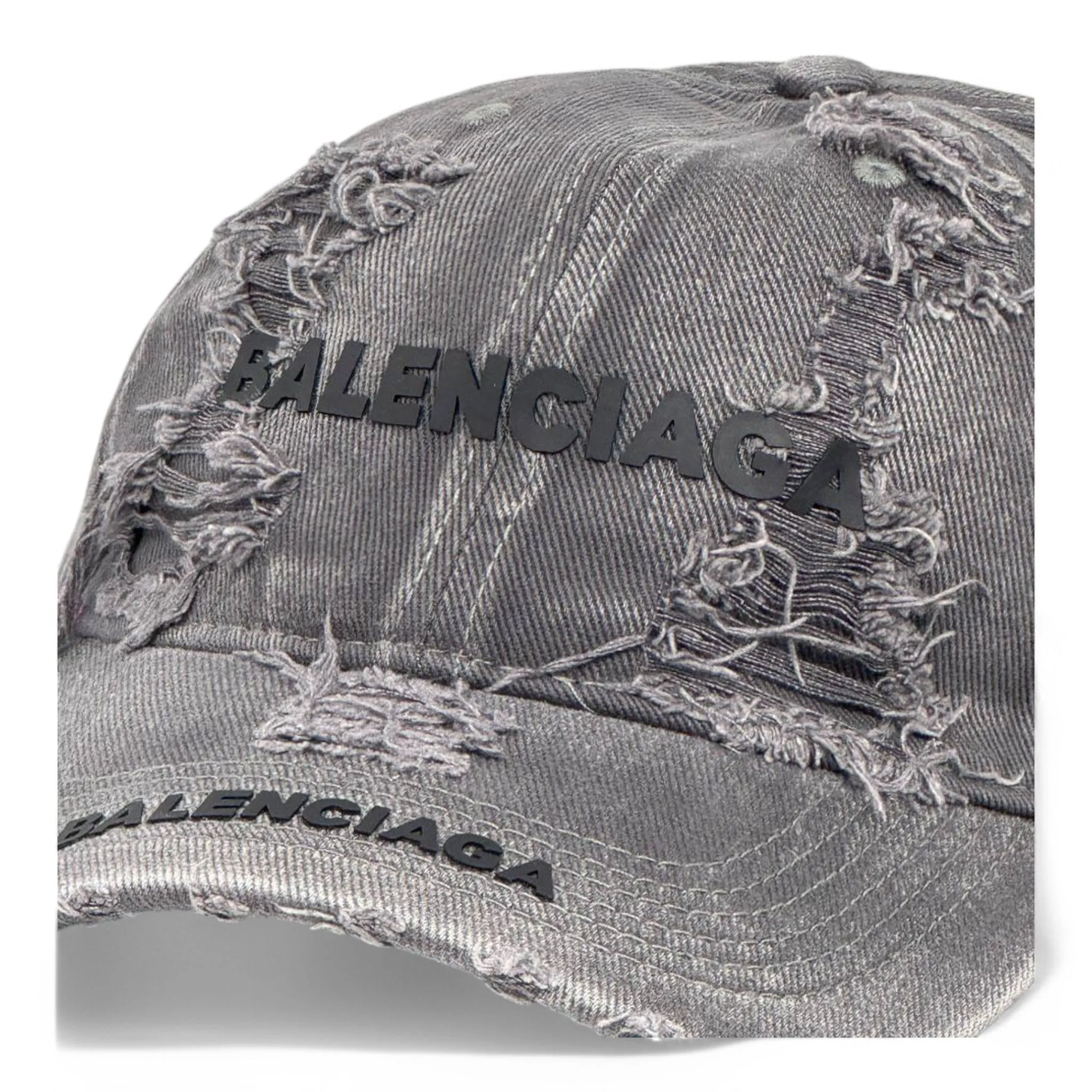 Balenciaga Distressed Logo Denim Cap - Urban Luxury Edition