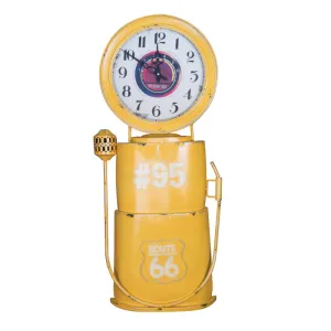 Barber Shop Decoration Clock Vintage Yellow Gas Pump