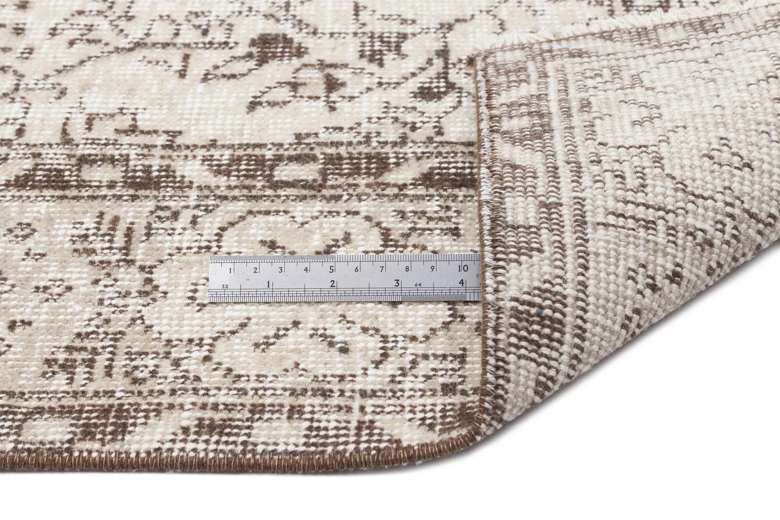 Beige Over Dyed Rug  I Retro Design Rug | Turkish Rug | Hand Weaving Rug  | Living Room Rug | Wool Rug | Vintage Rug | Tumbled Rug  | Naturel Rug | Boho Rug I   5'11'' x 10'3'' ft 181 x 313 cm
