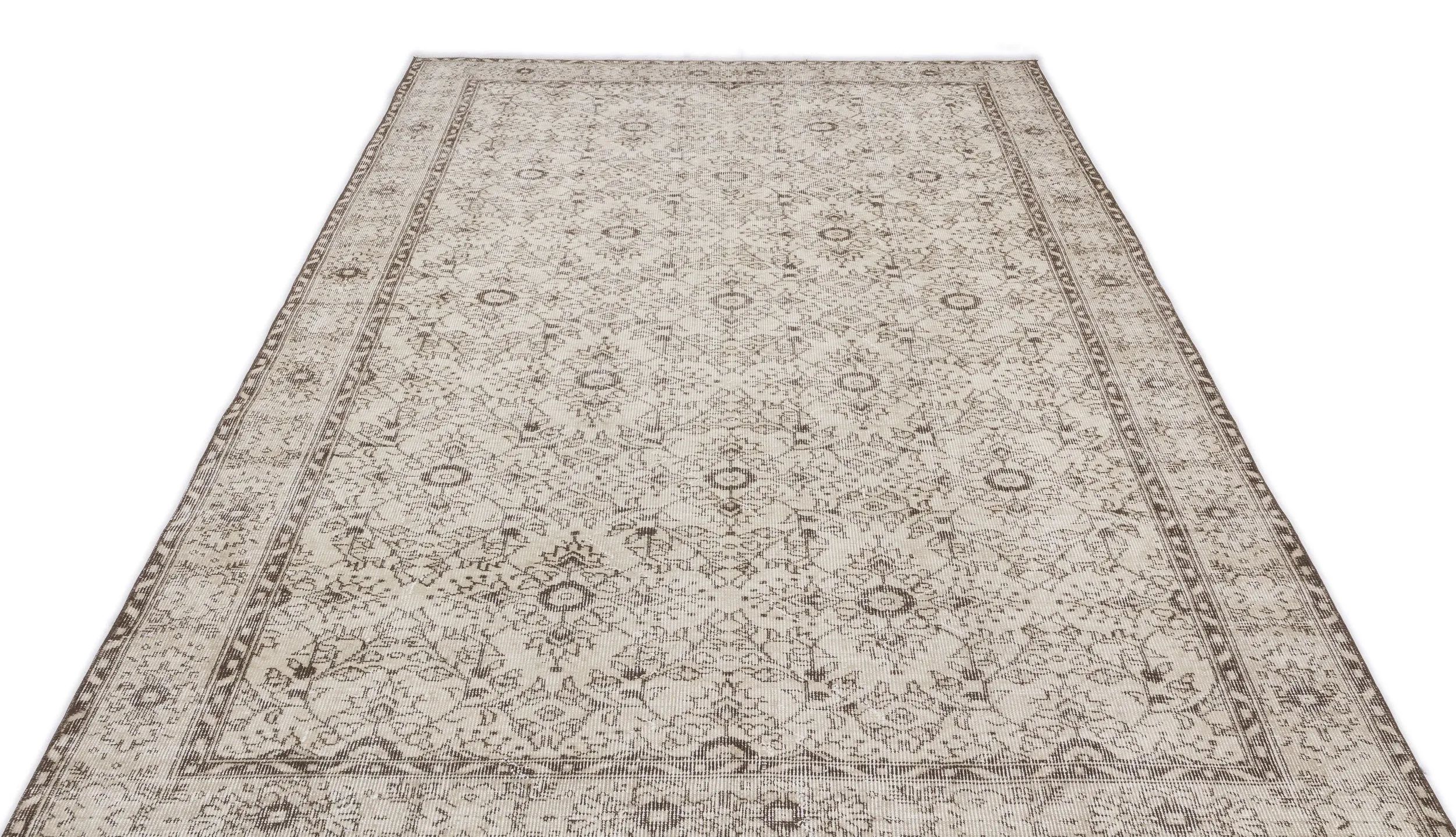 Beige Over Dyed Rug  I Retro Design Rug | Turkish Rug | Hand Weaving Rug  | Living Room Rug | Wool Rug | Vintage Rug | Tumbled Rug  | Naturel Rug | Boho Rug I   5'11'' x 10'3'' ft 181 x 313 cm
