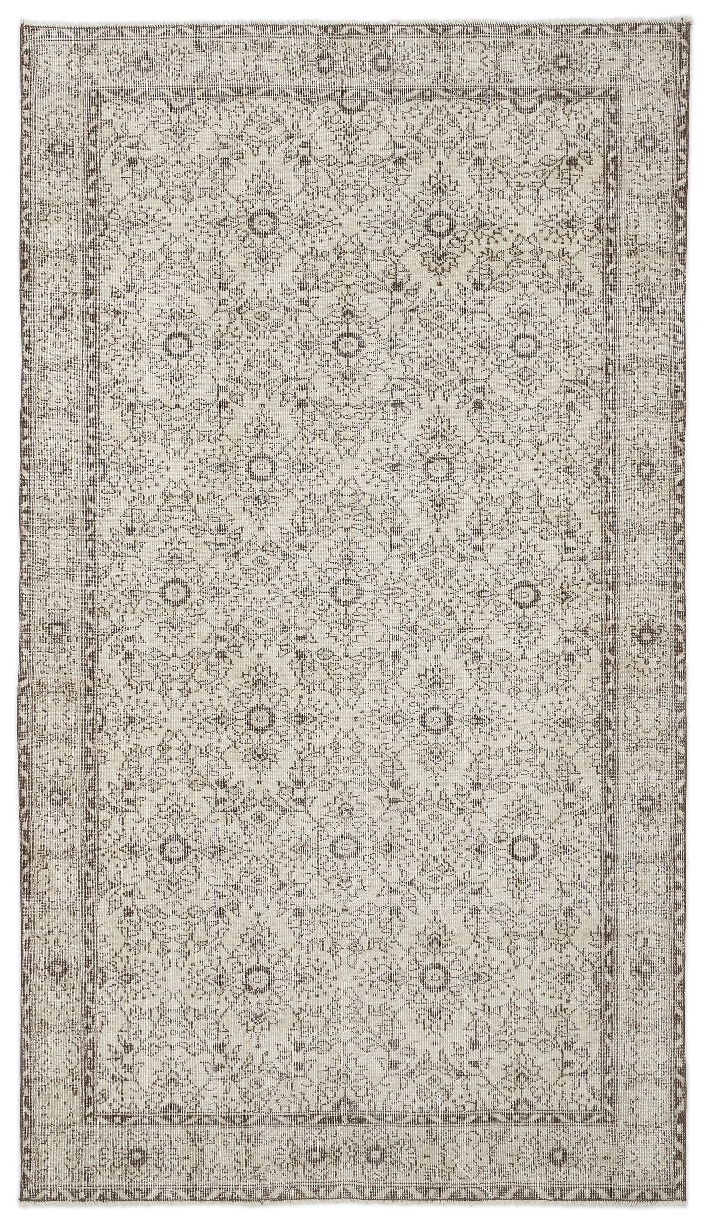 Beige Over Dyed Rug  I Retro Design Rug | Turkish Rug | Hand Weaving Rug  | Living Room Rug | Wool Rug | Vintage Rug | Tumbled Rug  | Naturel Rug | Boho Rug I   5'11'' x 10'3'' ft 181 x 313 cm